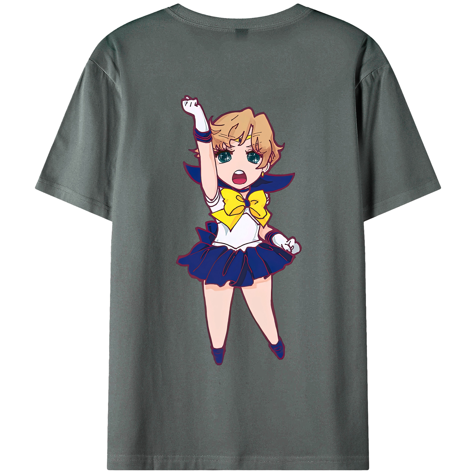 （画像用） 美少女戦士セーラームーン 天王はるか Sailor Moon Tenoh Haruka 綿100％ メンズ半袖Tシャツ（バックプリント） 通気性